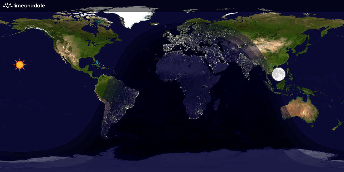 Verdenskart som viser dag og natt 