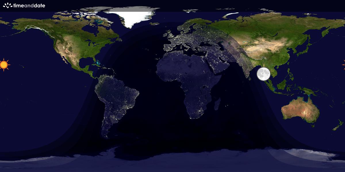 Verdenskart som viser dag og natt 