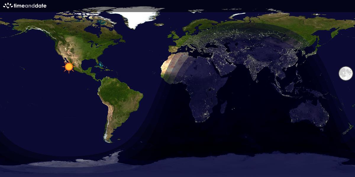 Verdenskart som viser dag og natt 