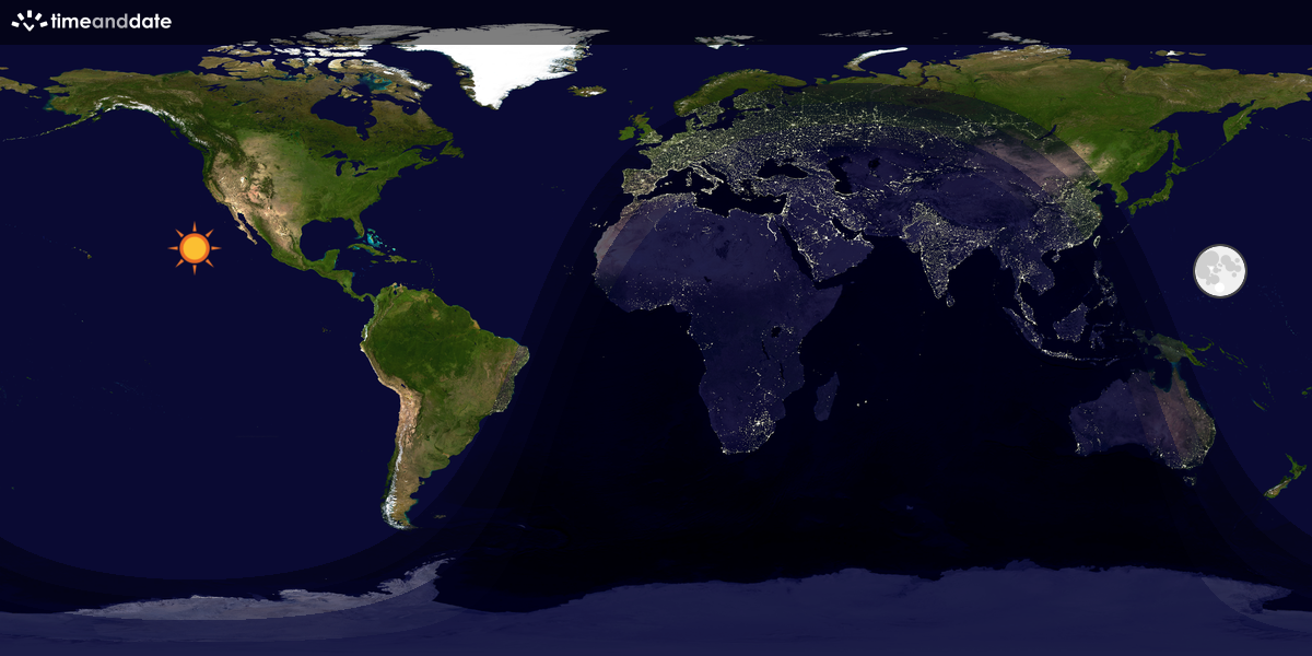 Verdenskart som viser dag og natt 