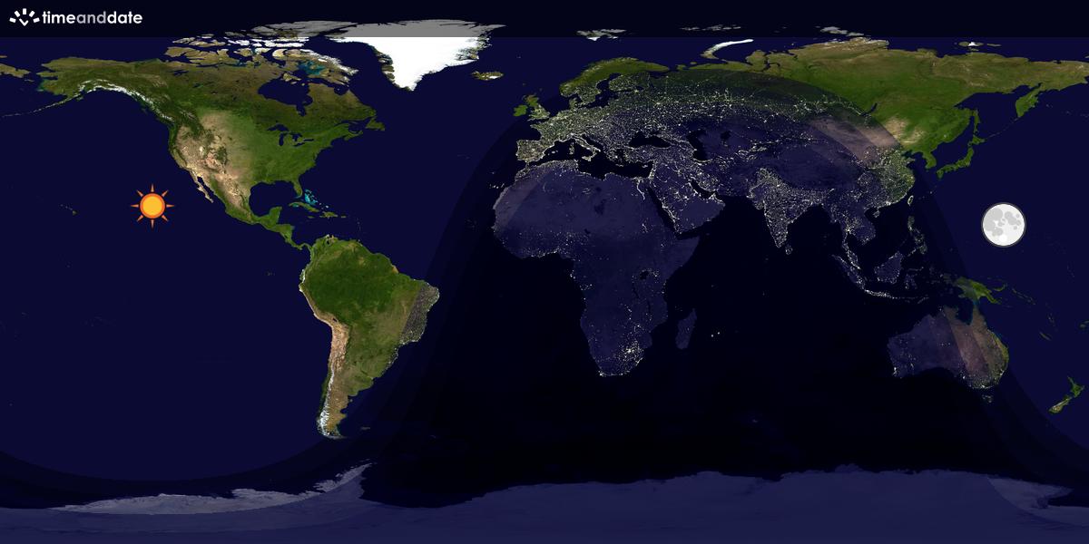 Verdenskart som viser dag og natt 