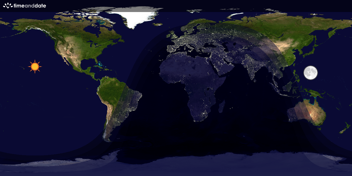 Verdenskart som viser dag og natt 
