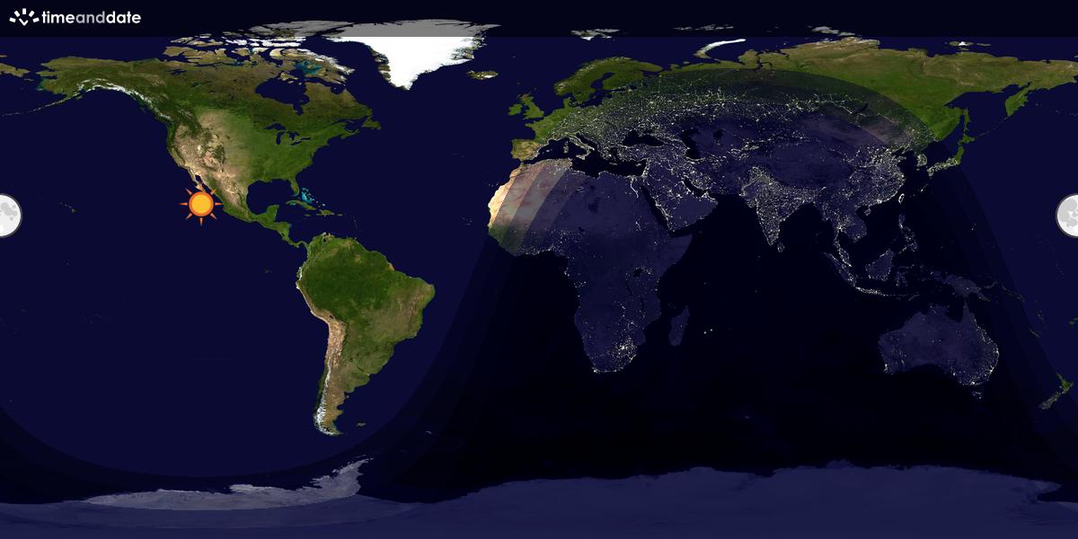 Verdenskart som viser dag og natt 