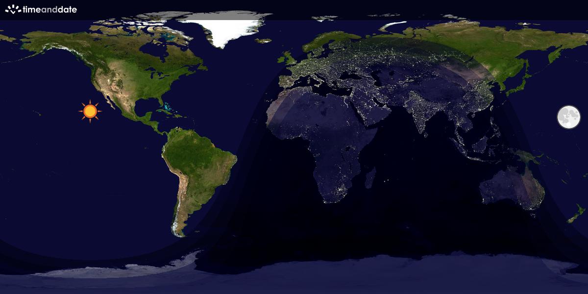 Verdenskart som viser dag og natt 