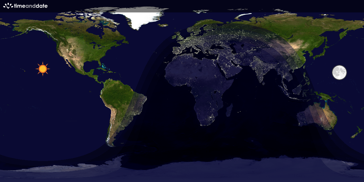 Verdenskart som viser dag og natt 