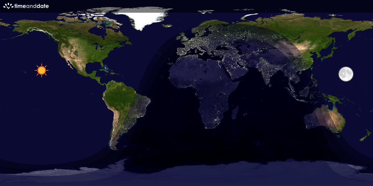 Verdenskart som viser dag og natt 