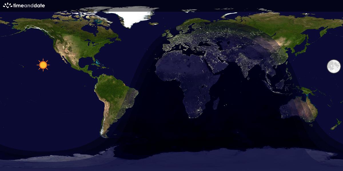 Verdenskart som viser dag og natt 