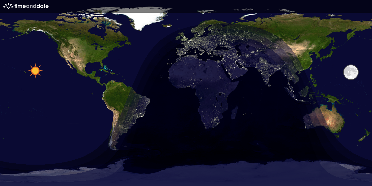 Verdenskart som viser dag og natt 