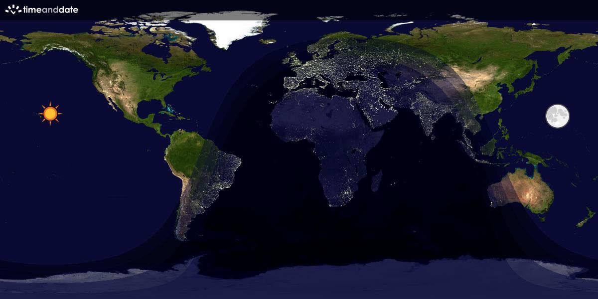 Verdenskart som viser dag og natt 