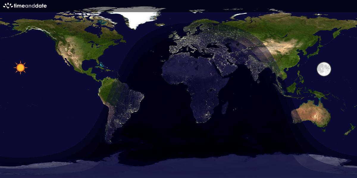 Verdenskart som viser dag og natt 