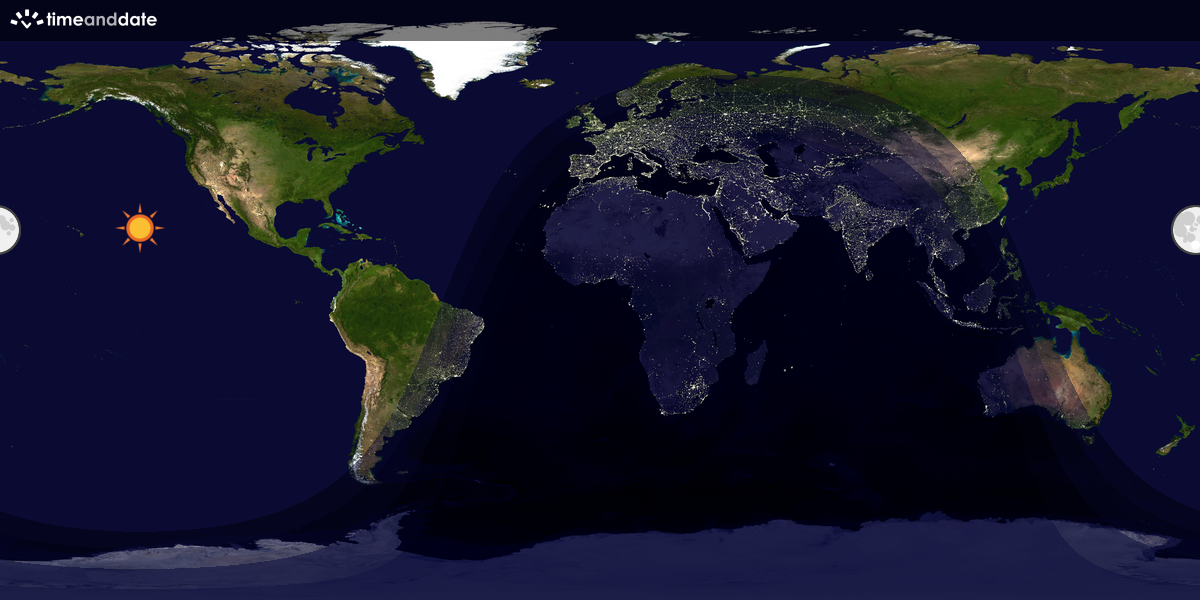 Verdenskart som viser dag og natt 
