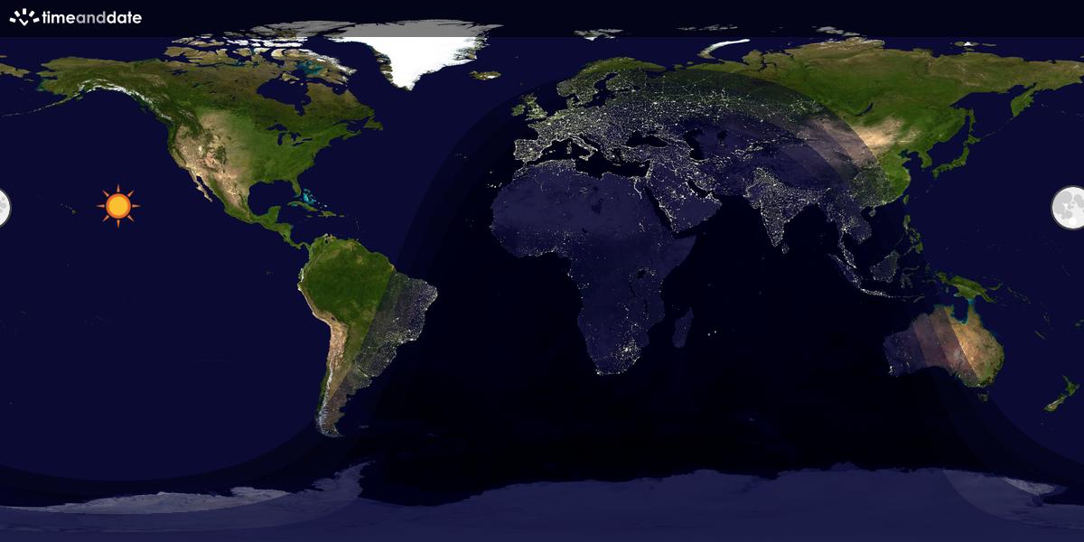 Verdenskart som viser dag og natt 