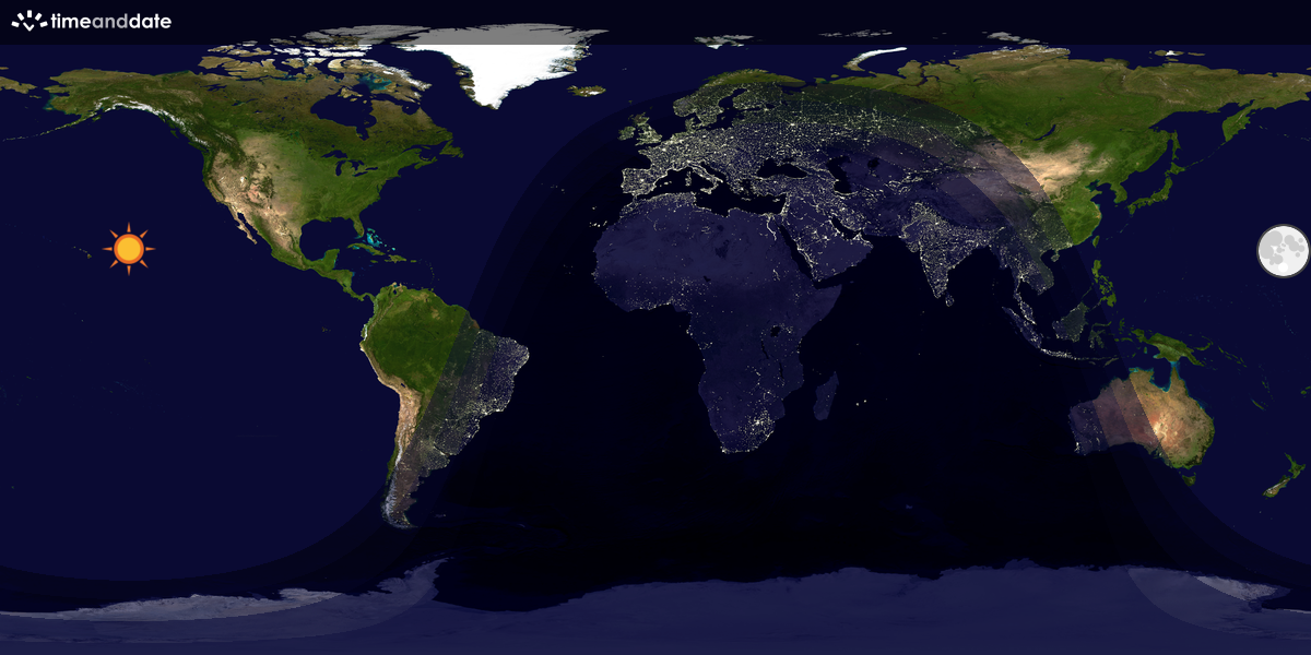 Verdenskart som viser dag og natt 