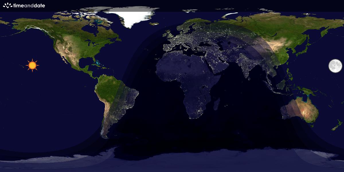 Verdenskart som viser dag og natt 