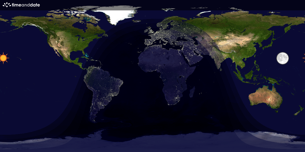 Verdenskart som viser dag og natt 