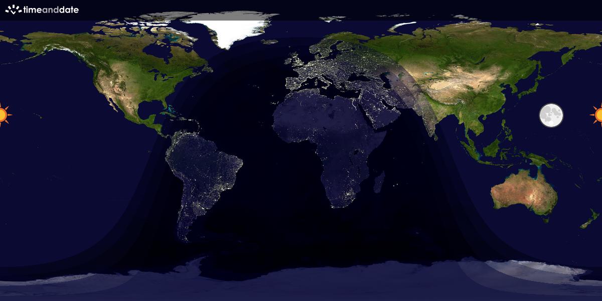 Verdenskart som viser dag og natt 