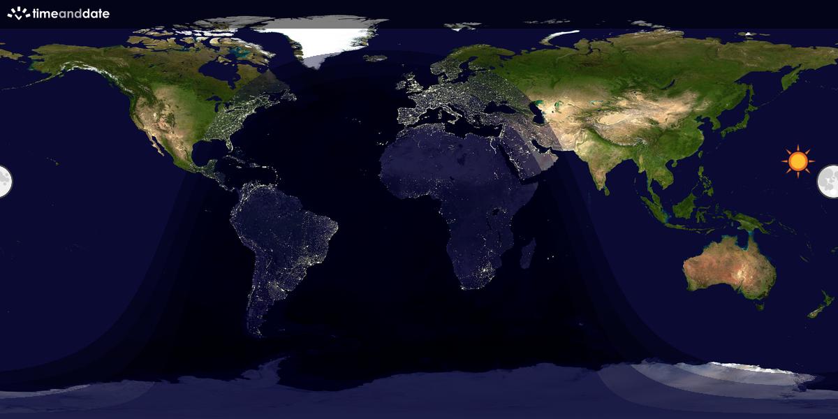 Verdenskart som viser dag og natt 