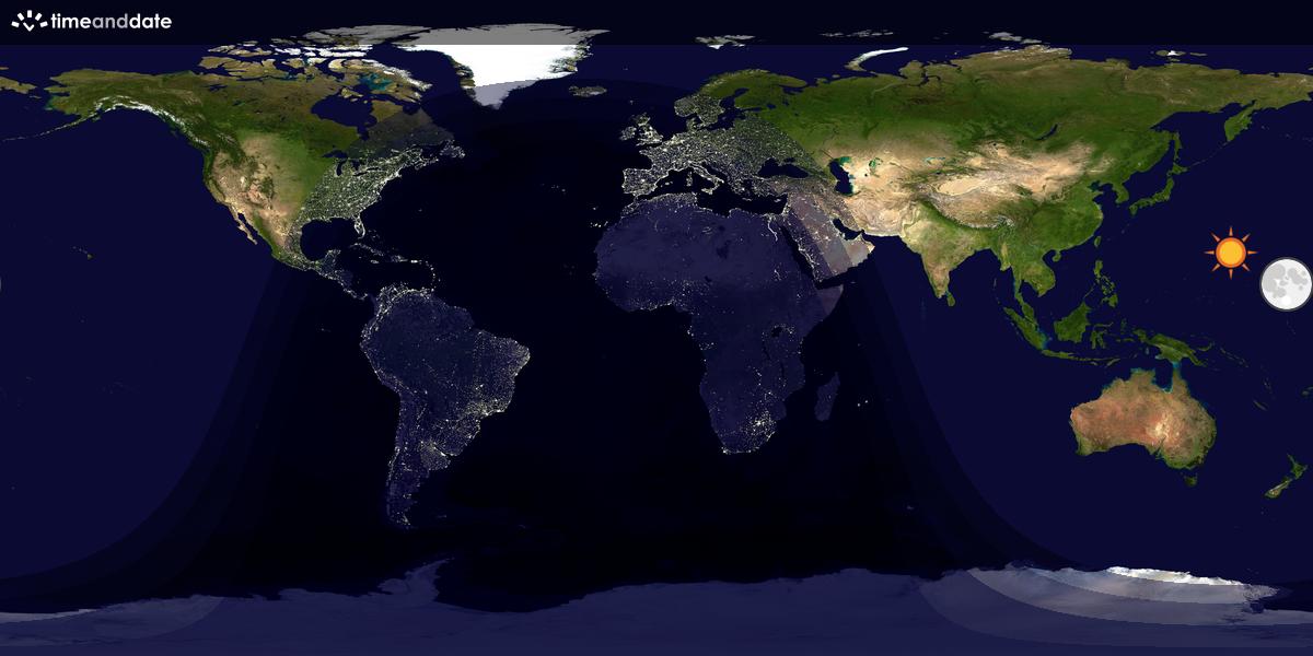 Verdenskart som viser dag og natt 