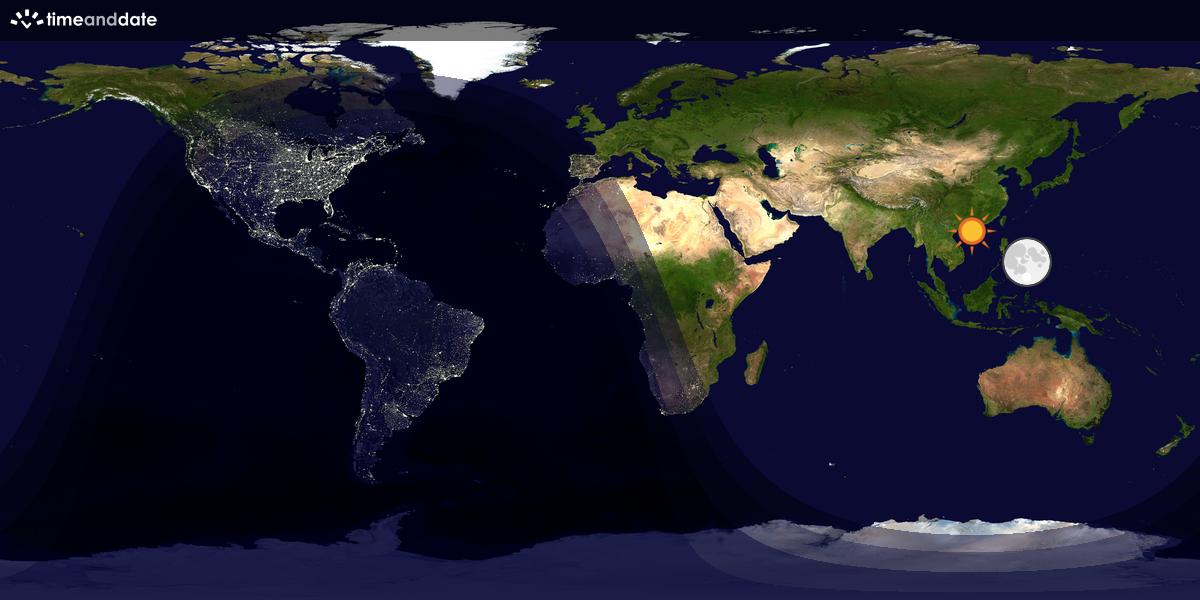 Verdenskart som viser dag og natt 