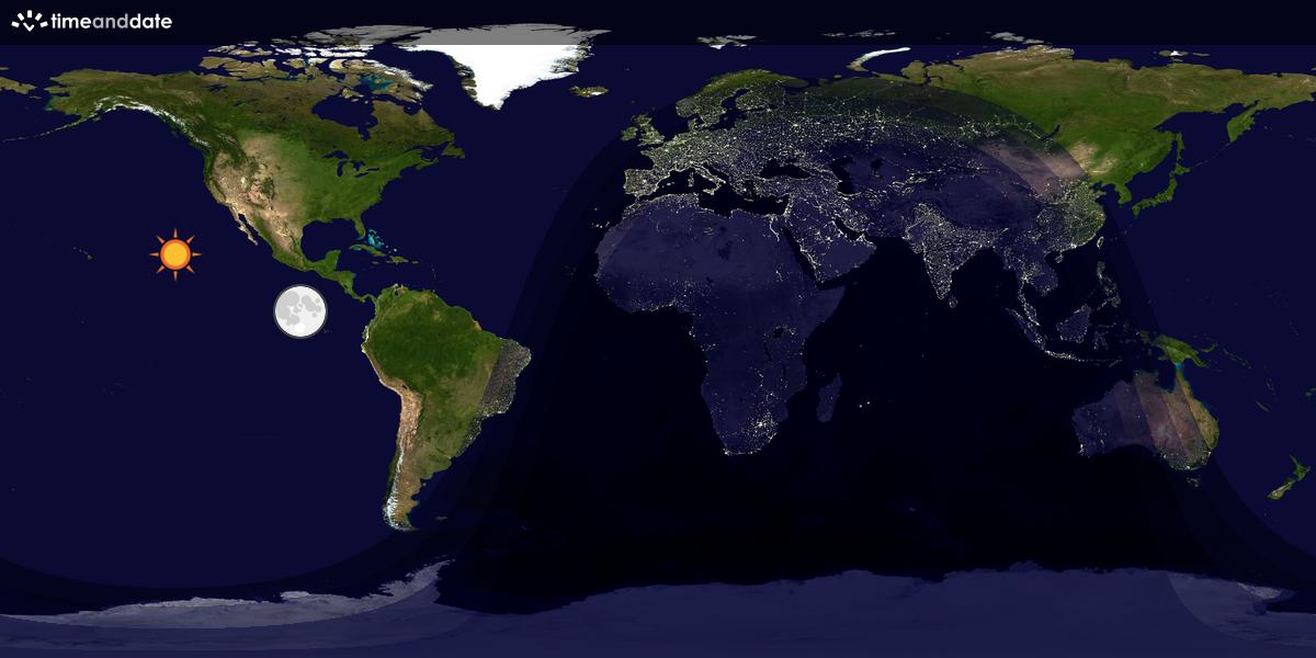 Verdenskart som viser dag og natt 
