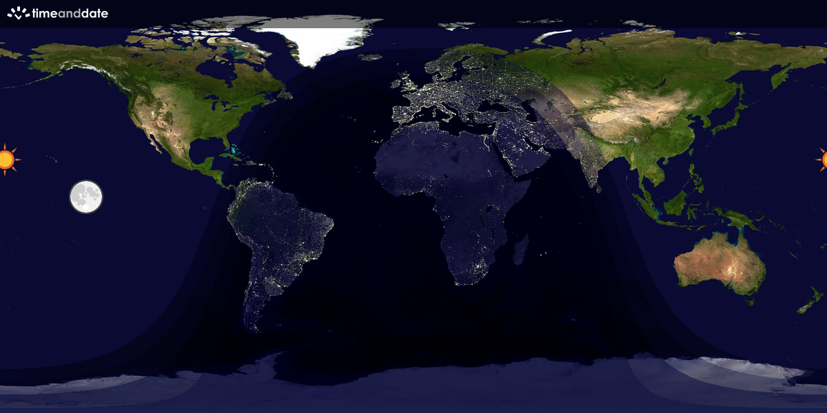 Verdenskart som viser dag og natt 