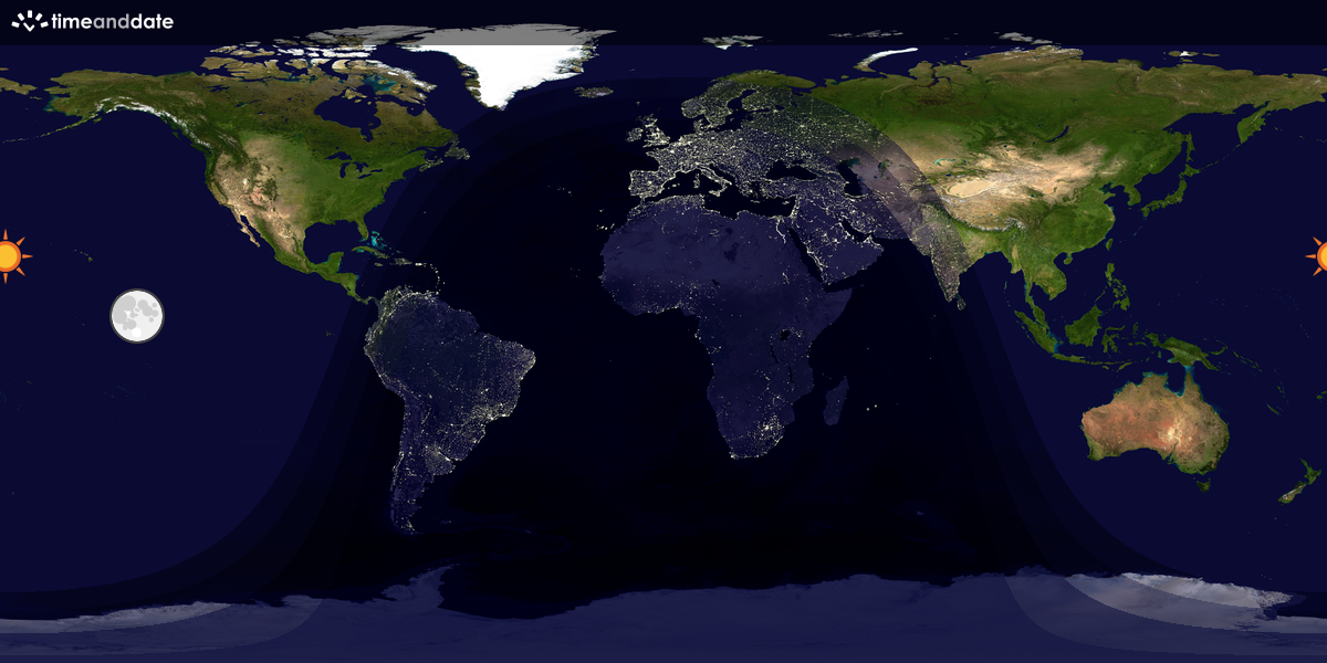 Verdenskart som viser dag og natt 