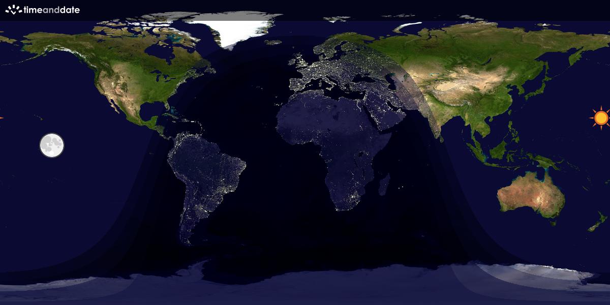 Verdenskart som viser dag og natt 