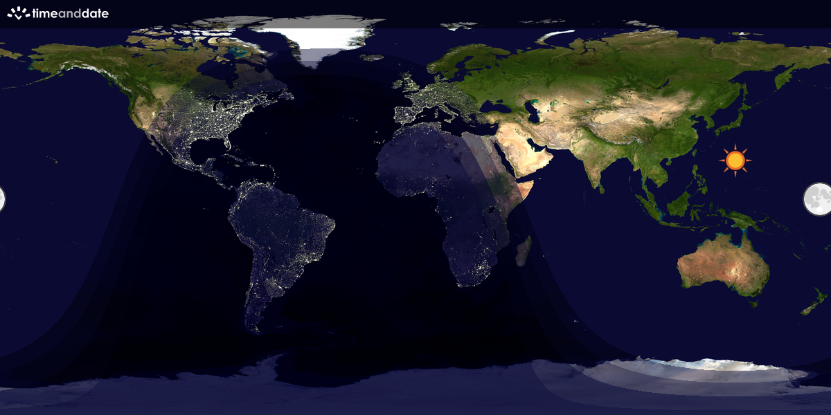 Verdenskart som viser dag og natt 
