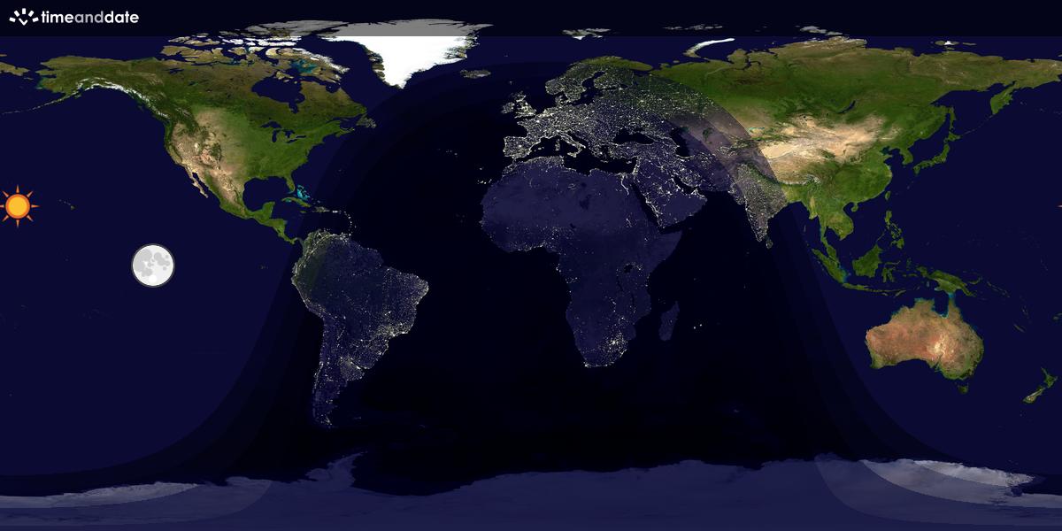 Verdenskart som viser dag og natt 