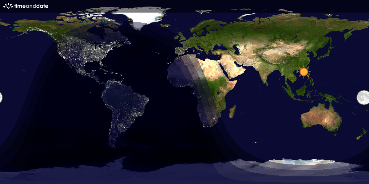 Verdenskart som viser dag og natt 