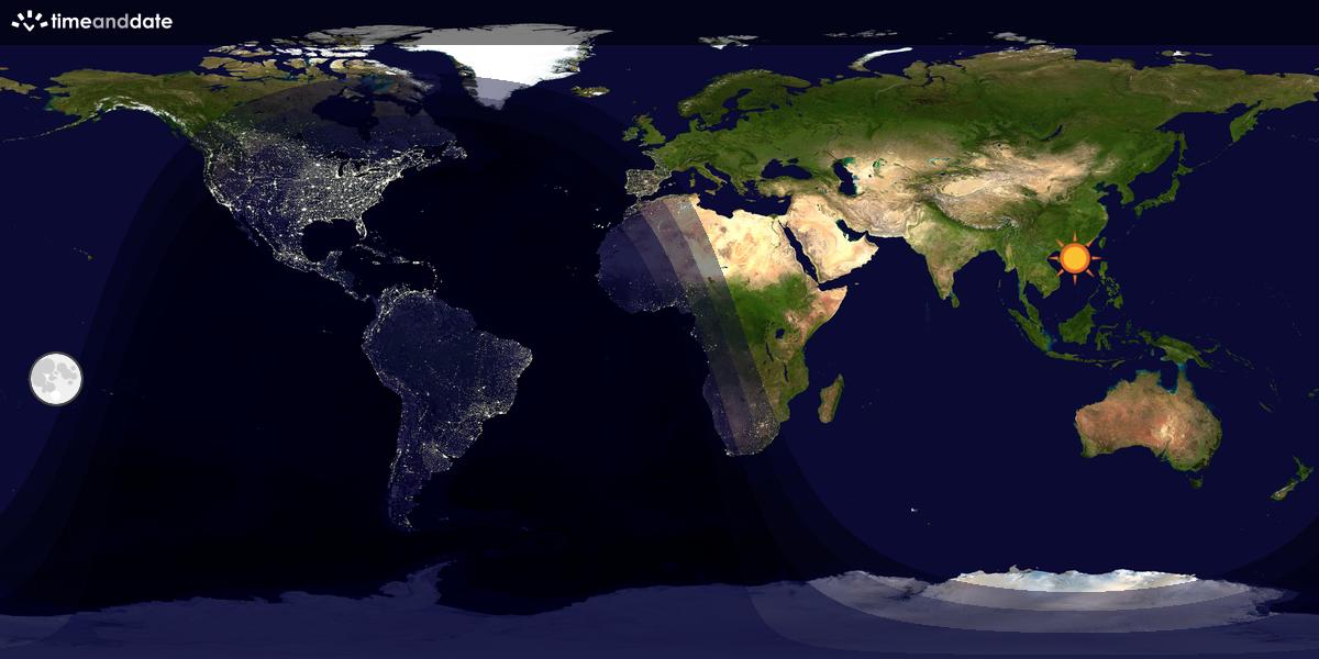 Verdenskart som viser dag og natt 