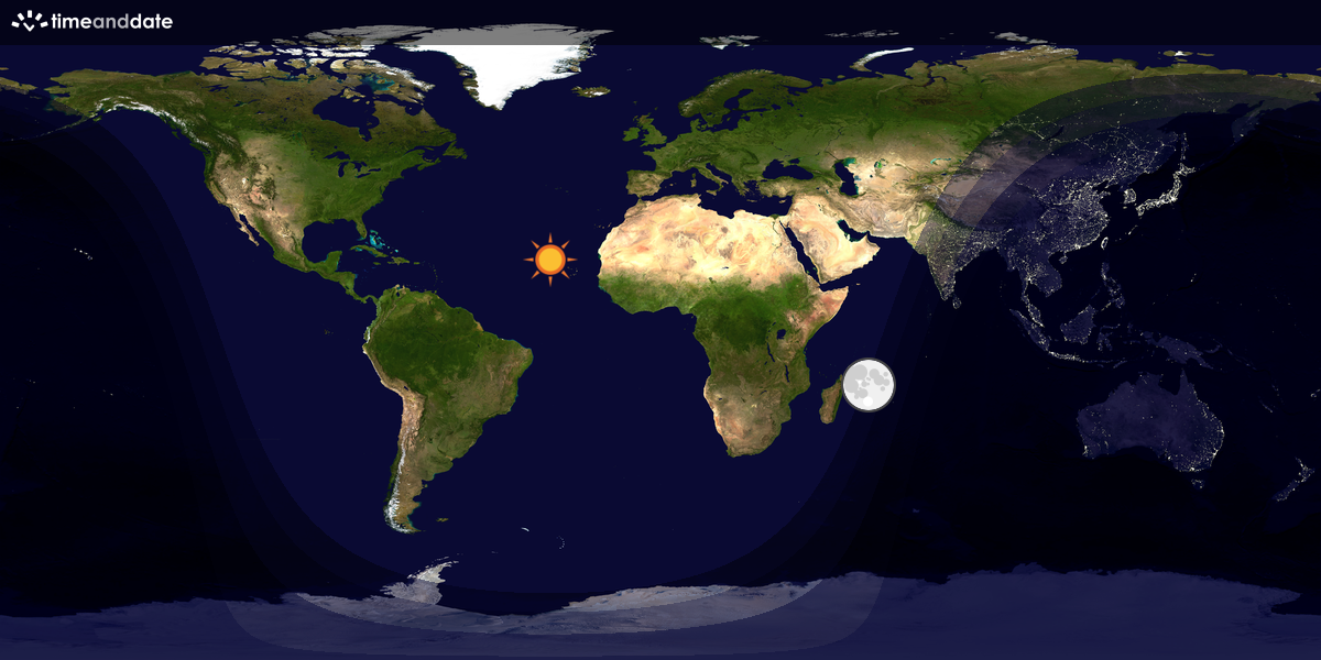 Verdenskart som viser dag og natt 