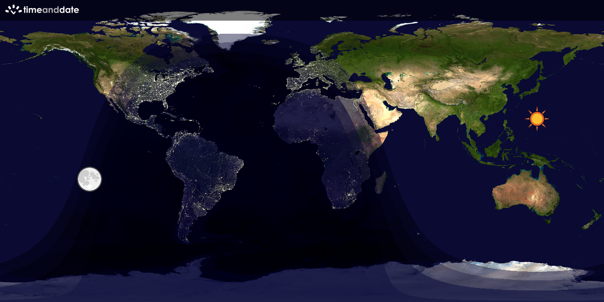 Verdenskart som viser dag og natt 