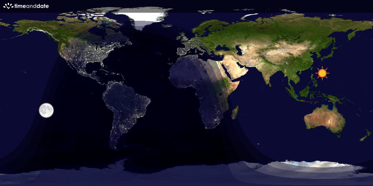 Verdenskart som viser dag og natt 