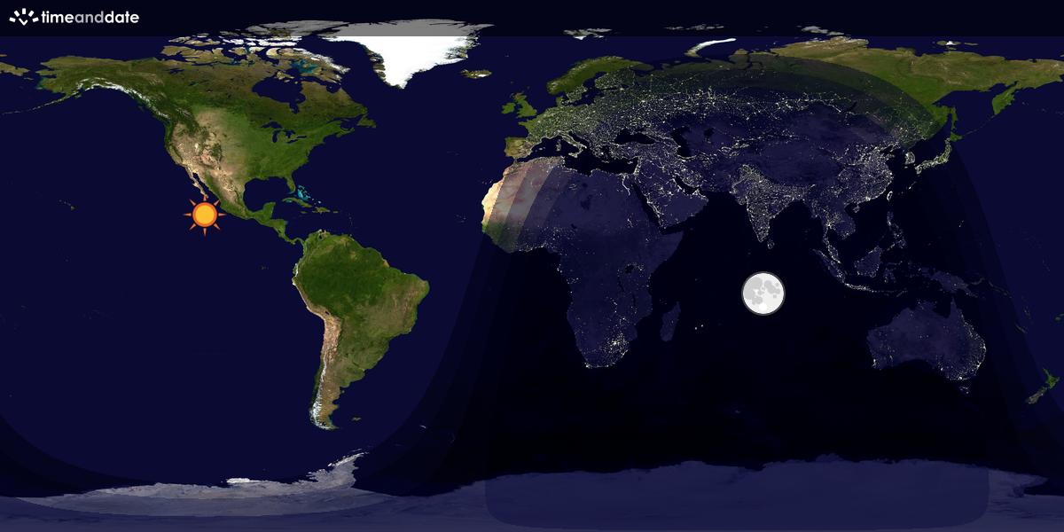 Verdenskart som viser dag og natt 