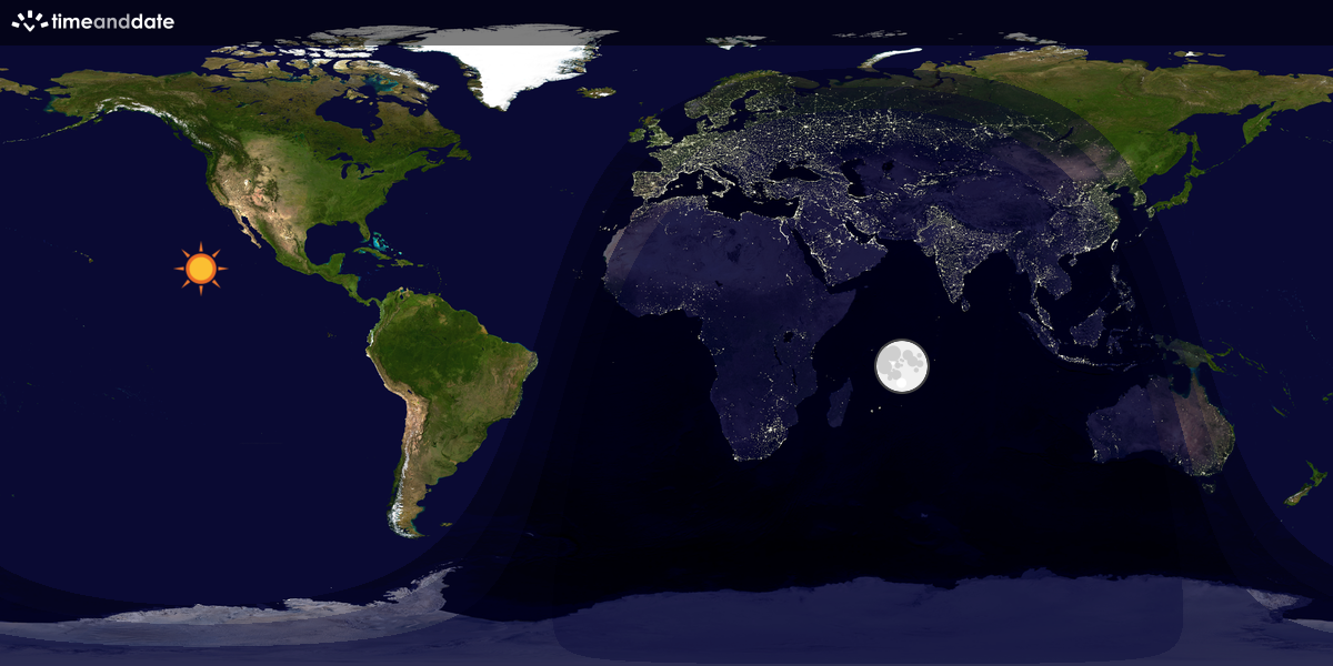 Verdenskart som viser dag og natt 