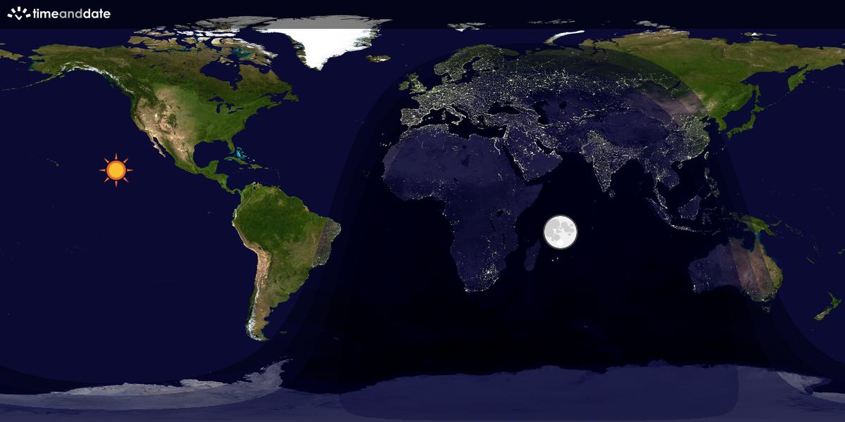 Verdenskart som viser dag og natt 