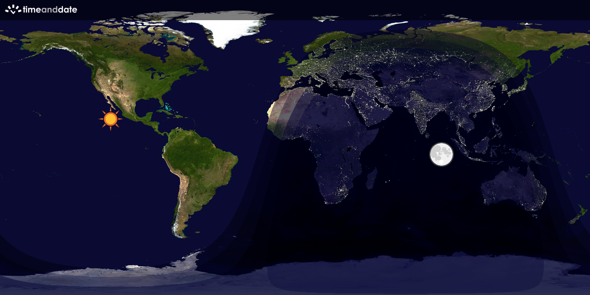 Verdenskart som viser dag og natt 