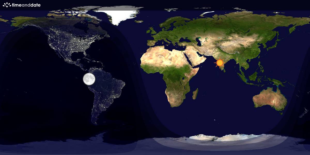 Verdenskart som viser dag og natt 