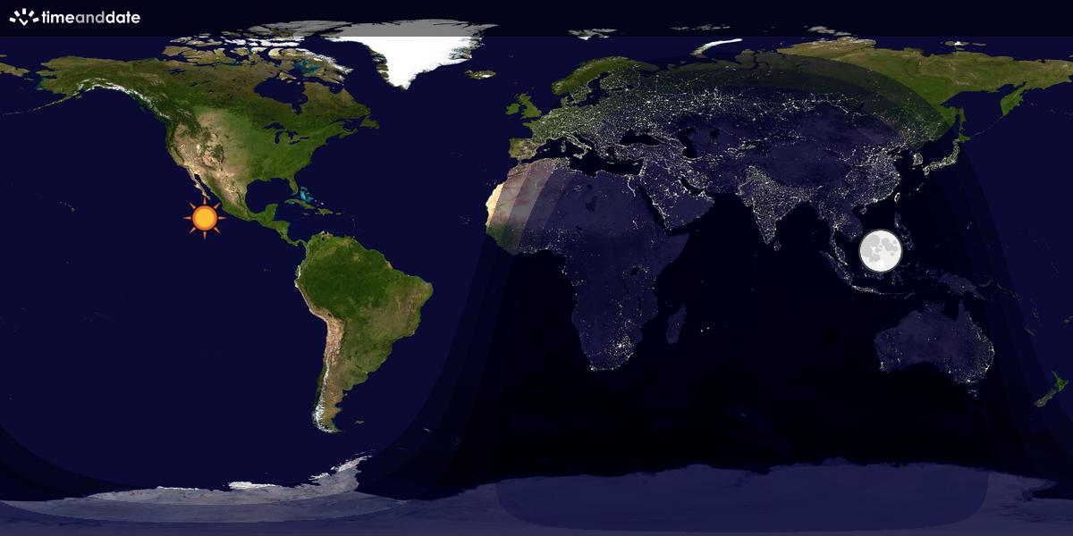 Verdenskart som viser dag og natt 