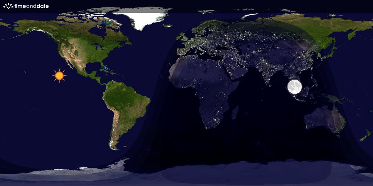 Verdenskart som viser dag og natt 