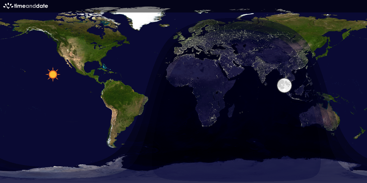 Verdenskart som viser dag og natt 