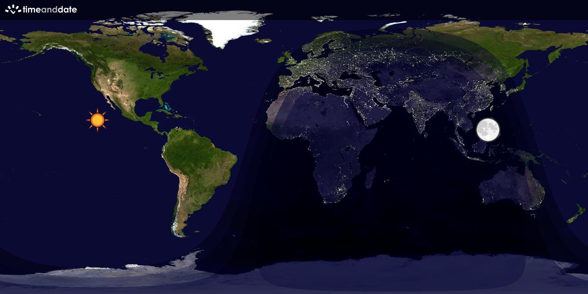 Verdenskart som viser dag og natt 