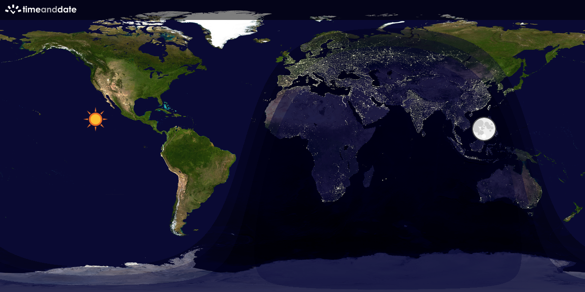 Verdenskart som viser dag og natt 