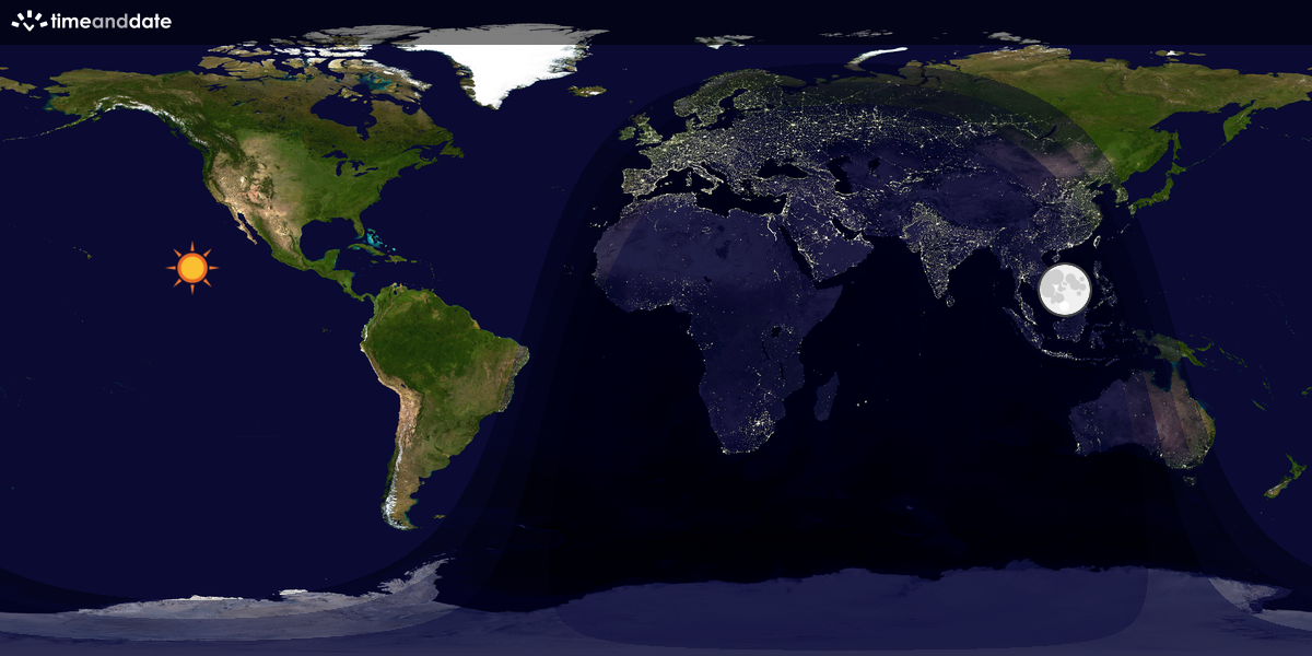 Verdenskart som viser dag og natt 