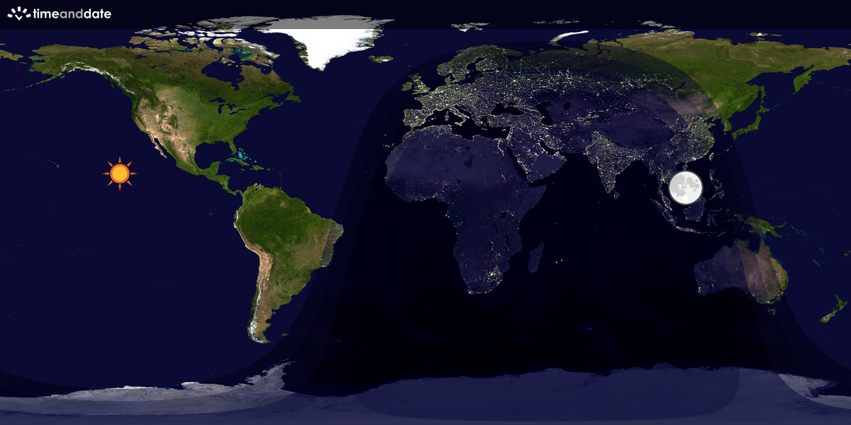 Verdenskart som viser dag og natt 
