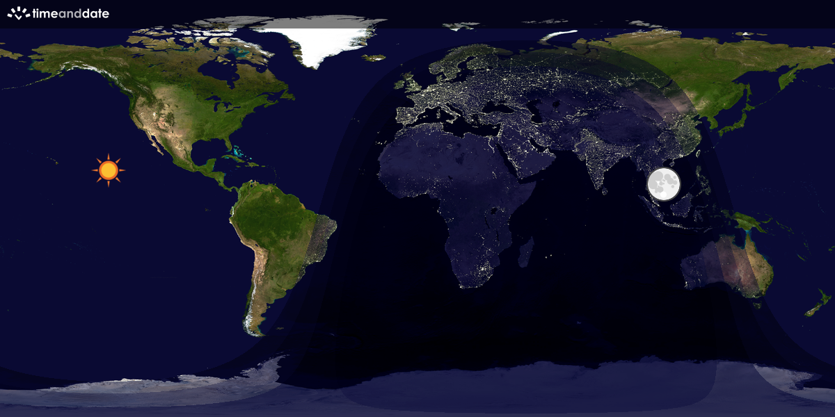 Verdenskart som viser dag og natt 