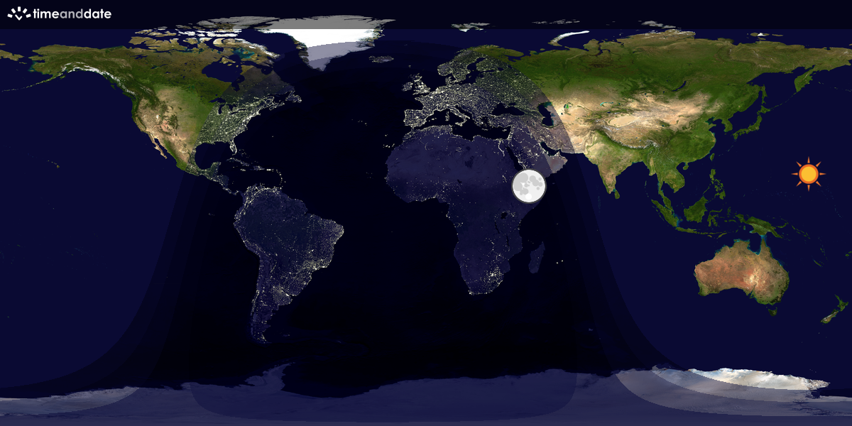 Verdenskart som viser dag og natt 