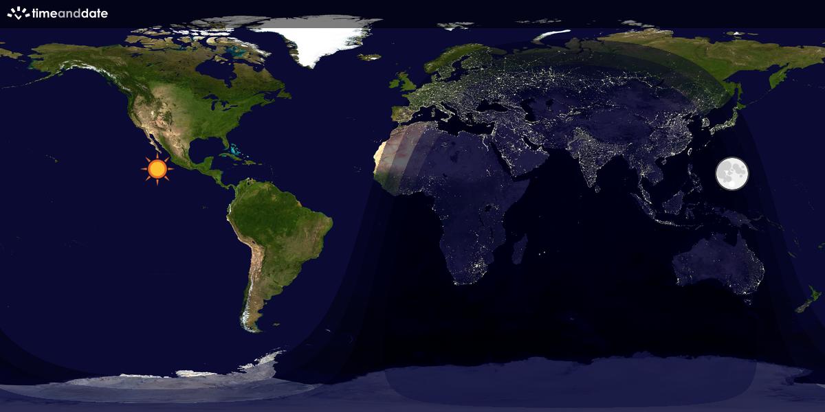 Verdenskart som viser dag og natt 