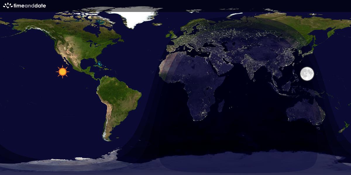 Verdenskart som viser dag og natt 